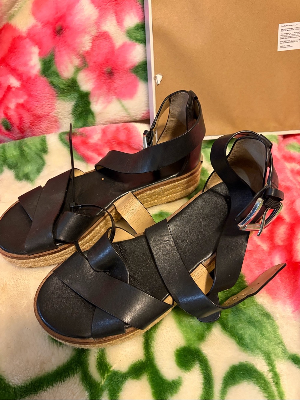 MICHAEL Michael Kors Black Espadrille Wedge Sandals